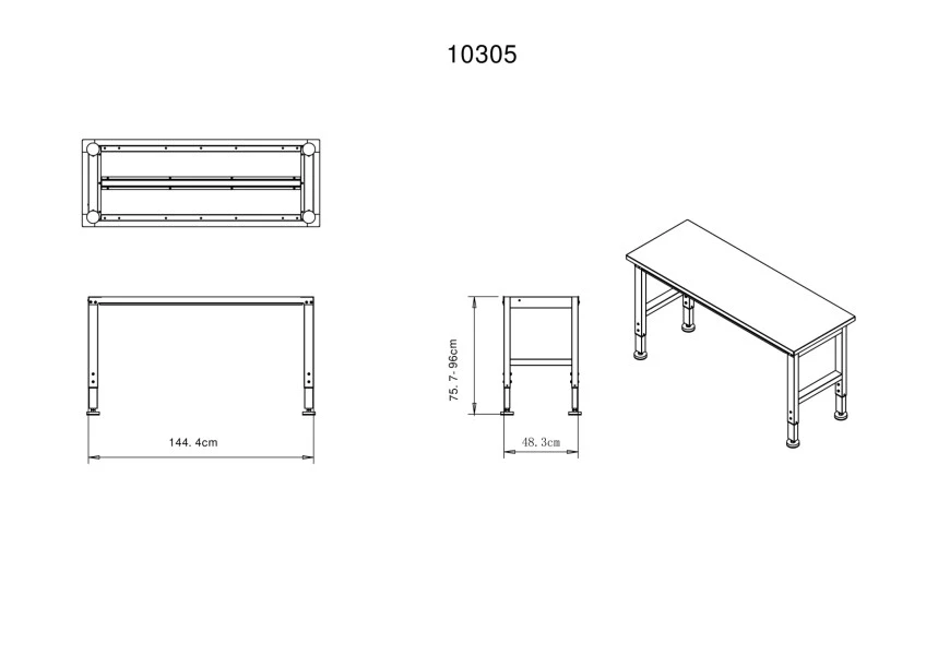 HBM Werkbank Met Massief Houten Blad, In Hoogte Verstelbaar, 152 Cm 11 HBM Werkbank Met Massief Houten Blad, In Hoogte Verstelbaar, 152 Cm - Afbeelding 9