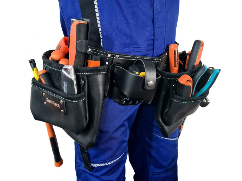 ToolPack Industriële Gereedschapsgordel, 2 Vaste Holsters, Rolbandmaat- & Hamerhouder, Zwarte Afwerking 4 ToolPack Industriële Gereedschapsgordel, 2 Vaste Holsters, Rolbandmaat- & Hamerhouder, Zwarte Afwerking - Afbeelding 2