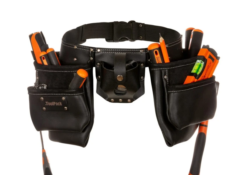 ToolPack Industriële Gereedschapsgordel, 2 Vaste Holsters, Rolbandmaat- & Hamerhouder, Zwarte Afwerking 3 ToolPack Industriële Gereedschapsgordel, 2 Vaste Holsters, Rolbandmaat- & Hamerhouder, Zwarte Afwerking