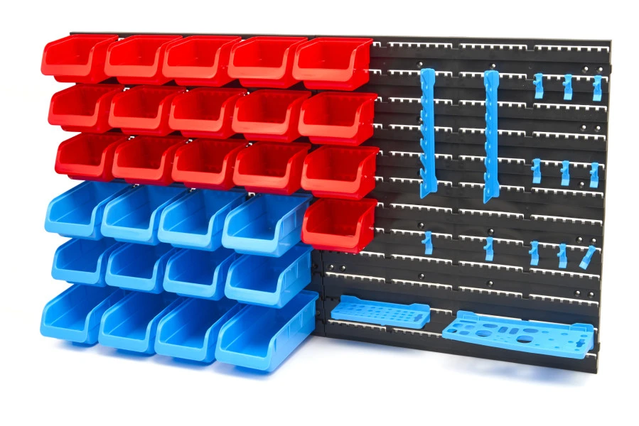 HBM Gereedschapswand Met Opbergrekken En Opbergbakken 43-delig 3 HBM Gereedschapswand Met Opbergrekken En Opbergbakken 43-delig