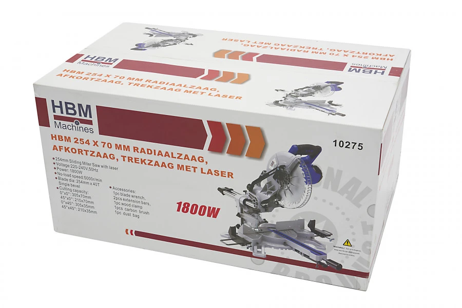HBM 254 X 70 Mm Radiaalzaag, Afkortzaag, Trekzaag Met Laser 18 HBM 254 X 70 Mm Radiaalzaag, Afkortzaag, Trekzaag Met Laser - Afbeelding 16