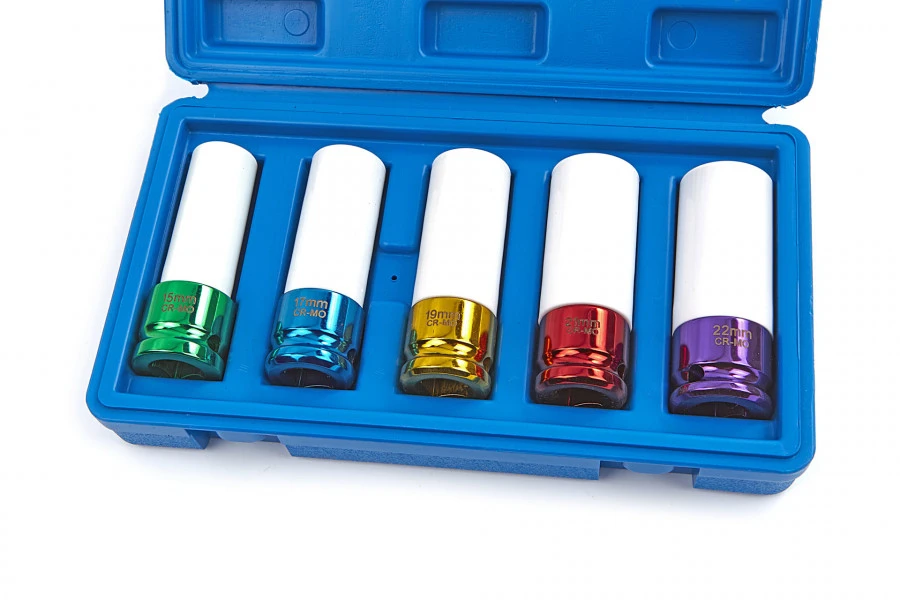 HBM 5 Delige Lange Krachtdoppenset Met Kunststof Beschermhulzen 3 HBM 5 Delige Lange Krachtdoppenset Met Kunststof Beschermhulzen