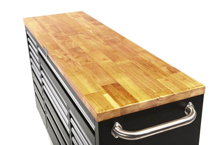 HBM Verrijdbare Gereedschapswagen Met Houten Werkblad - 146 Cm - Zwart 6 HBM Verrijdbare Gereedschapswagen Met Houten Werkblad - 146 Cm - Zwart - Afbeelding 4