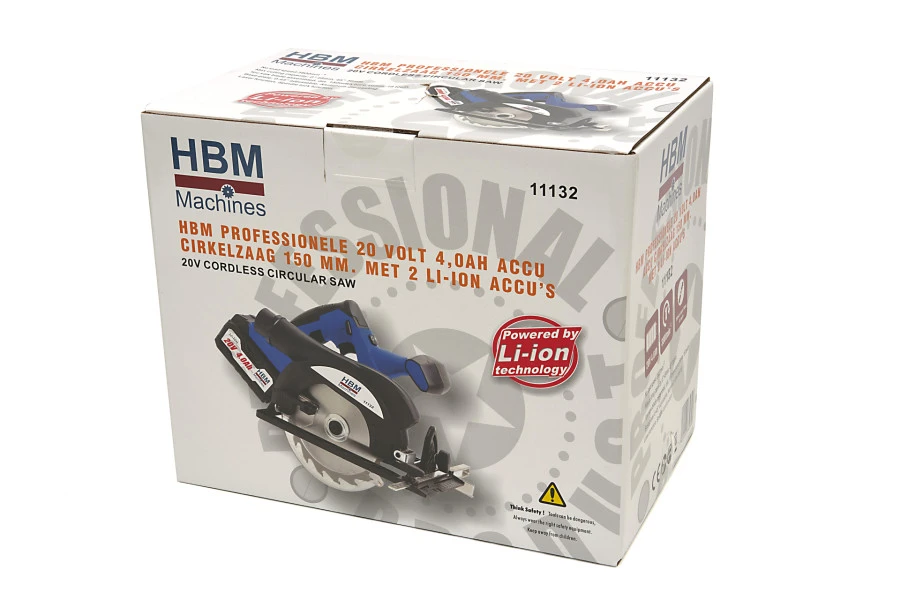 HBM Professionele Accu Cirkelzaag 150 Mm 20 Volt 4,0AH 14 HBM Professionele Accu Cirkelzaag 150 Mm 20 Volt 4,0AH - Afbeelding 12