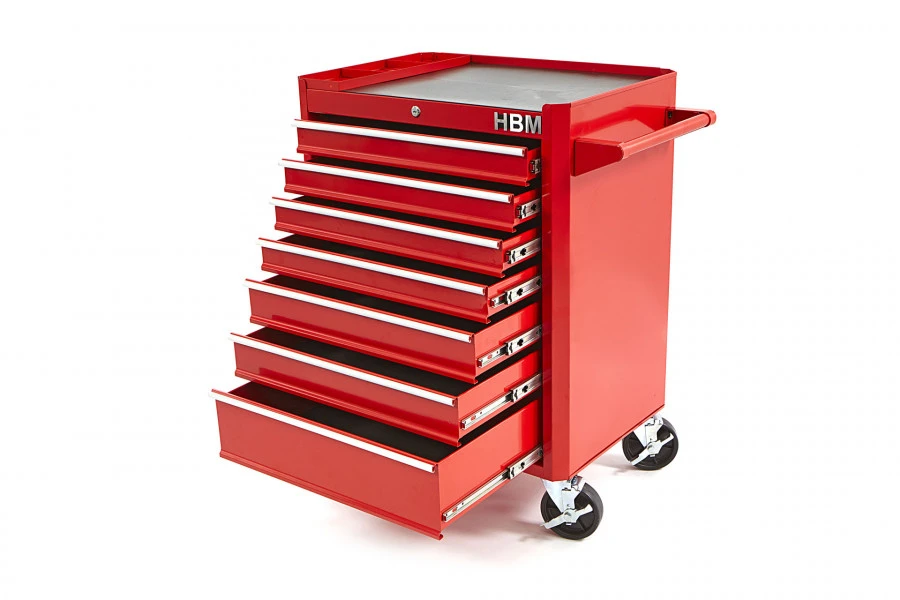 HBM Gereedschapswagen Met 7 Laden - 66 Cm - Rood 3 HBM Gereedschapswagen Met 7 Laden - 66 Cm - Rood