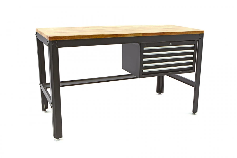 HBM 156 Cm Professionele Werkbank Met 5 Laden En Houten Werkblad Zwart 7 HBM 156 Cm Professionele Werkbank Met 5 Laden En Houten Werkblad Zwart - Afbeelding 5