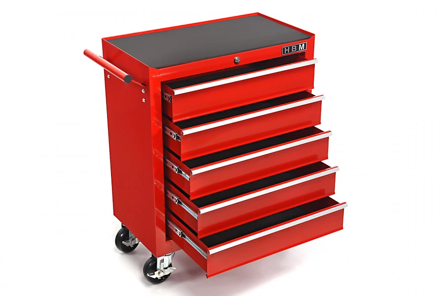 HBM Gereedschapswagen Met 5 Laden, 62 Cm, Rood 3 HBM Gereedschapswagen Met 5 Laden, 62 Cm, Rood