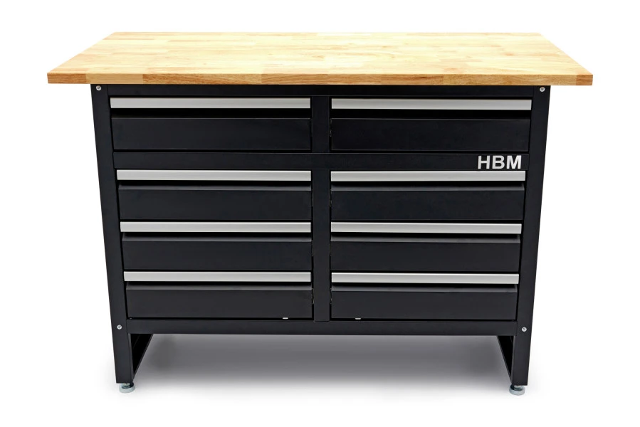 HBM 120 Cm Werkbank Met 8 Laden En Massief Houten Werkblad 3 HBM 120 Cm Werkbank Met 8 Laden En Massief Houten Werkblad