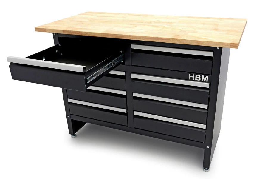 HBM 120 Cm Werkbank Met 8 Laden En Massief Houten Werkblad 8 HBM 120 Cm Werkbank Met 8 Laden En Massief Houten Werkblad - Afbeelding 6