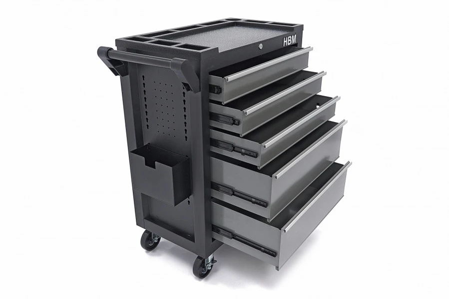 HBM Verrijdbare Gereedschapswagen Met 5 Laden - 80cm - Zwart 6 HBM Verrijdbare Gereedschapswagen Met 5 Laden - 80cm - Zwart - Afbeelding 4