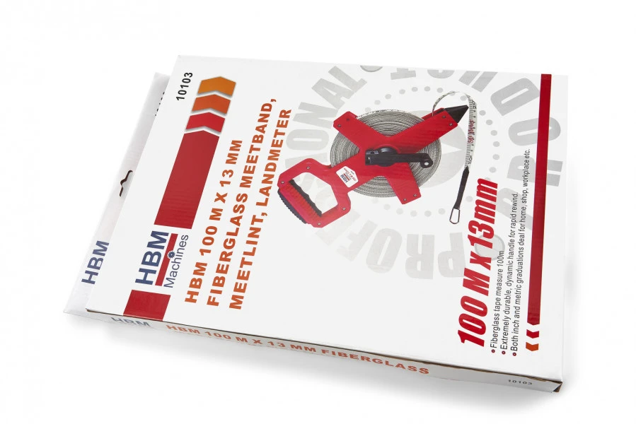 HBM 100 M X 13 Mm Fiberglass Meetband, Meetlint, Landmeter 10 HBM 100 M X 13 Mm Fiberglass Meetband, Meetlint, Landmeter - Afbeelding 8