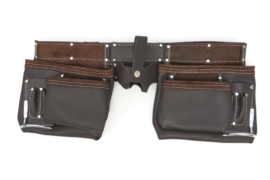 HBM Professionele Dubbele Gereedschapsriem / Spijkerschort Van Olie Gelooid Leer 4 HBM Professionele Dubbele Gereedschapsriem / Spijkerschort Van Olie Gelooid Leer - Afbeelding 2